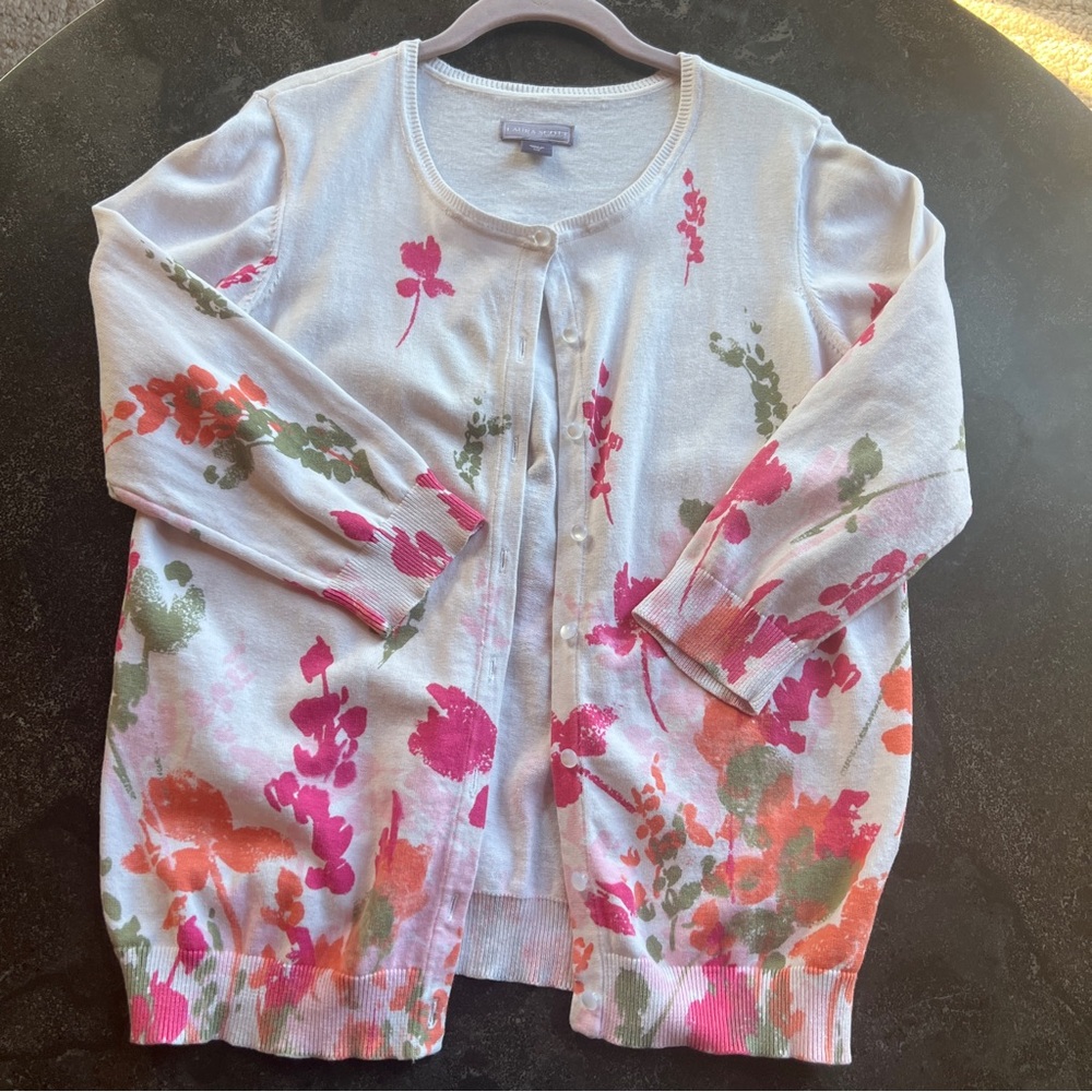 Laura Scott Floral Cardigan Sweater - Size Large